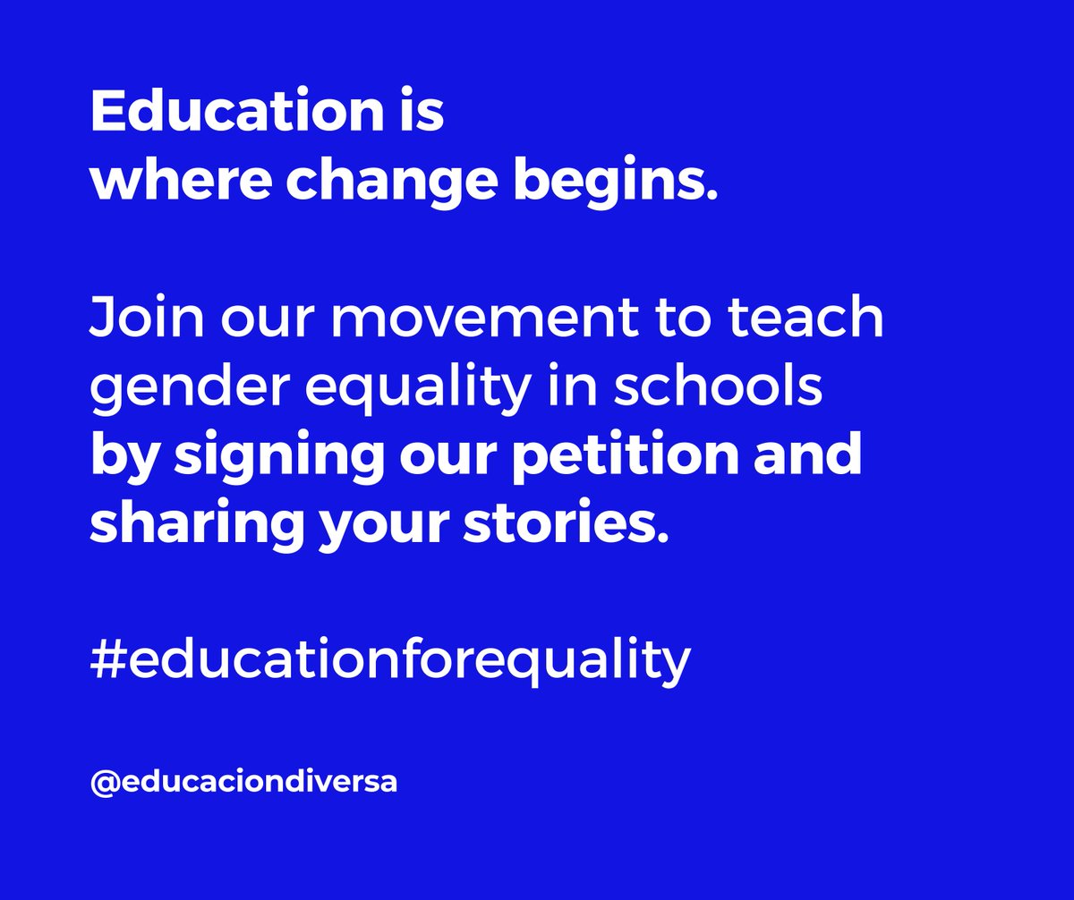 Join Educacion Diversa's petition for mandatory gender equality education in Australian schools. Help us influence MPs to include it in the national curriculum! Sign today for a more equitable future: tinyurl.com/3t2c28nr  #GenderEqualityEducation #EducacionDiversa #Petition
