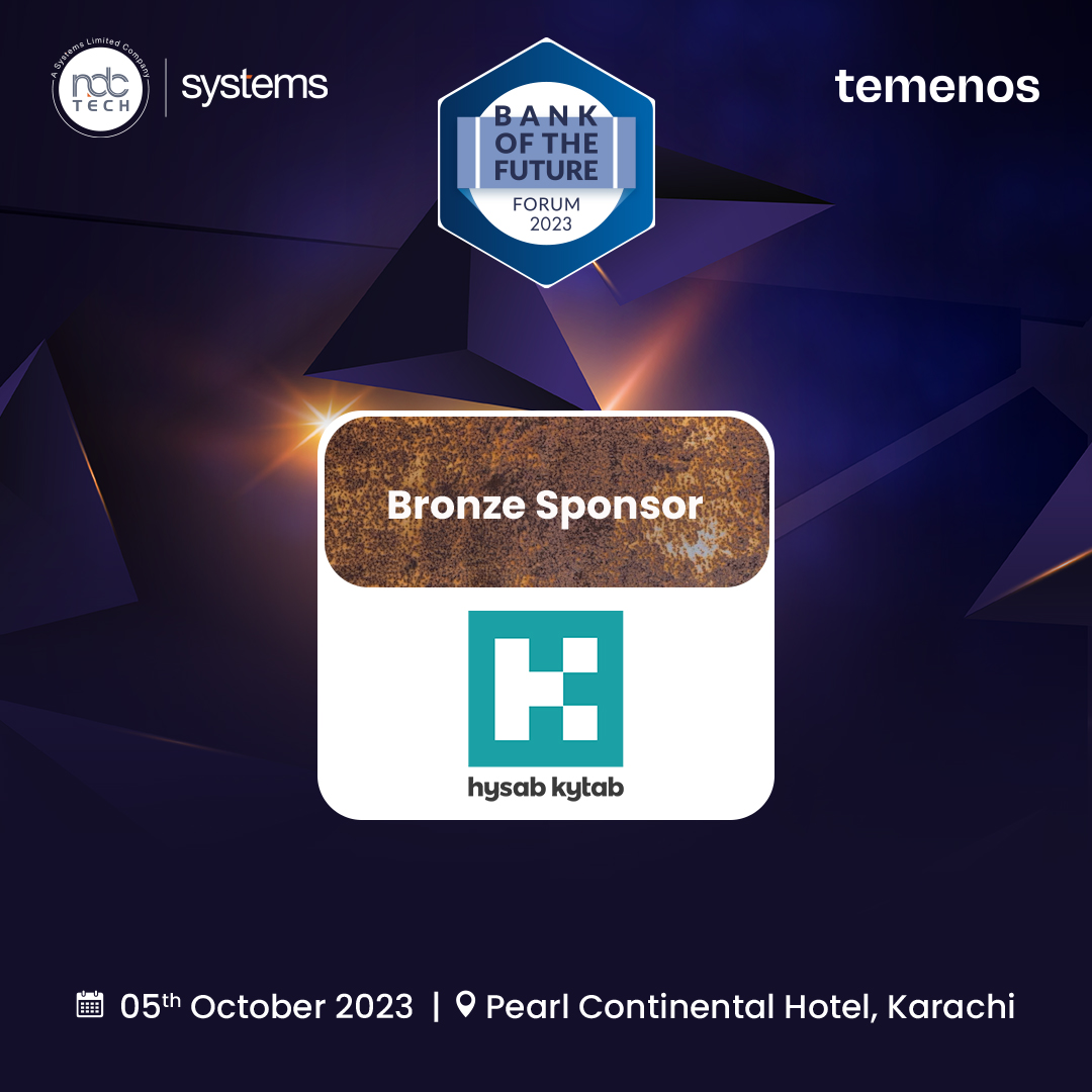NdcTechTweet's tweet image. Exciting news! We&apos;re delighted to introduce Hysab Kytab as our Bronze Sponsor for Bank of the Future Forum 2023. Join us on October 5th at Pearl Continental Hotel, Karachi, as we dive into the future of banking. Register now: ndctech.net/boff2023/ 
#NdcTech #Systems #BOFF2023