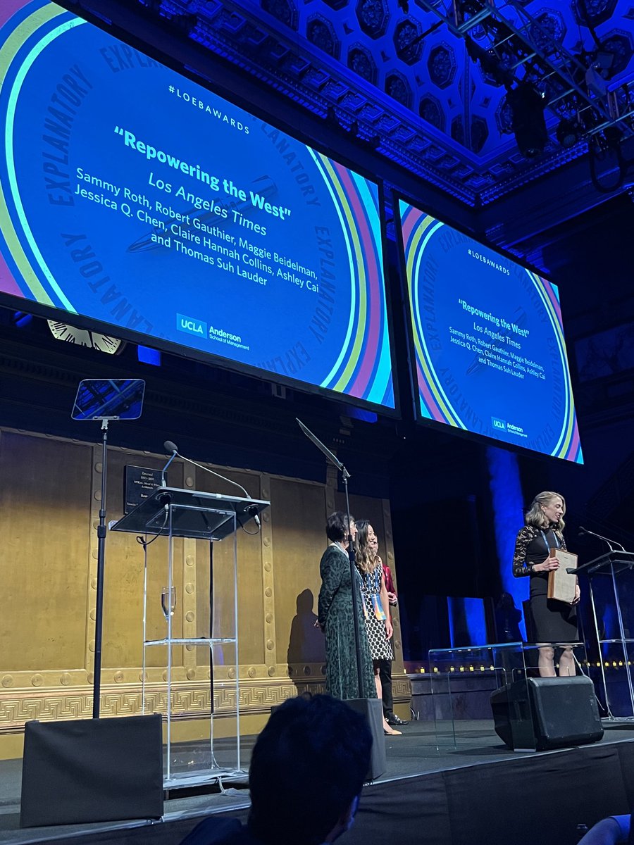 Big night for the ⁦@latimes⁩ at the #loebawards! Congratulation on the Explanatory Journalism award for “Repowering the West.”