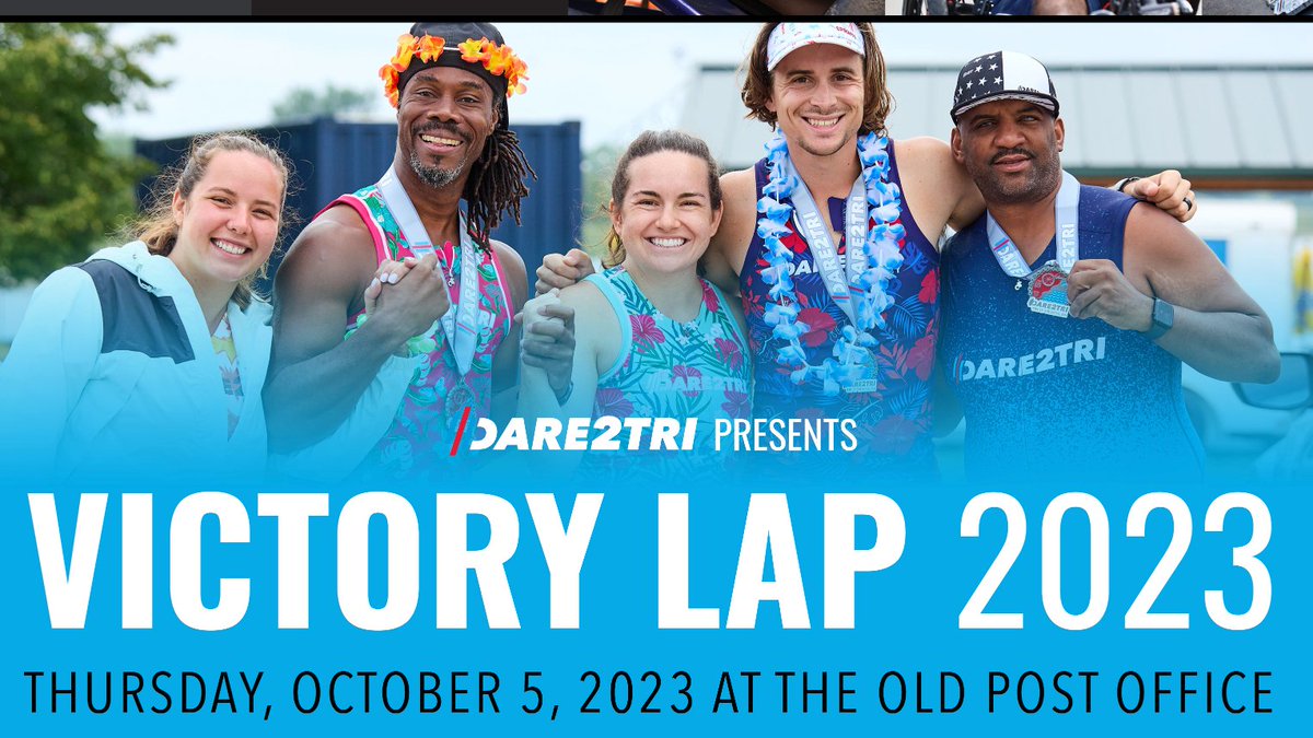 Trying to decide what to do next Thurs, Oct 5? How about joining me at <a href="/Dare2tri/">Dare2tri</a>'s Victory Lap fundraising gala at the stunning old Post Office!? Cant make it but want to support adaptive sport opportunity? You can donate or purchase tickets at this link! bit.ly/3PzBOmU