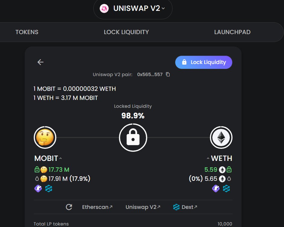 Mobit_ERC20's tweet photo. $MOBIT LP is officially locked! Your trust and security are our top priorities. Join #MOBIT for a worry-free #crypto management journey. 🛡️💱#LPlocked #CryptoSecurity #web3 #Defi
Link:https://t.co/ERSlrKDHSt https://t.co/4HzeqVZvVL
