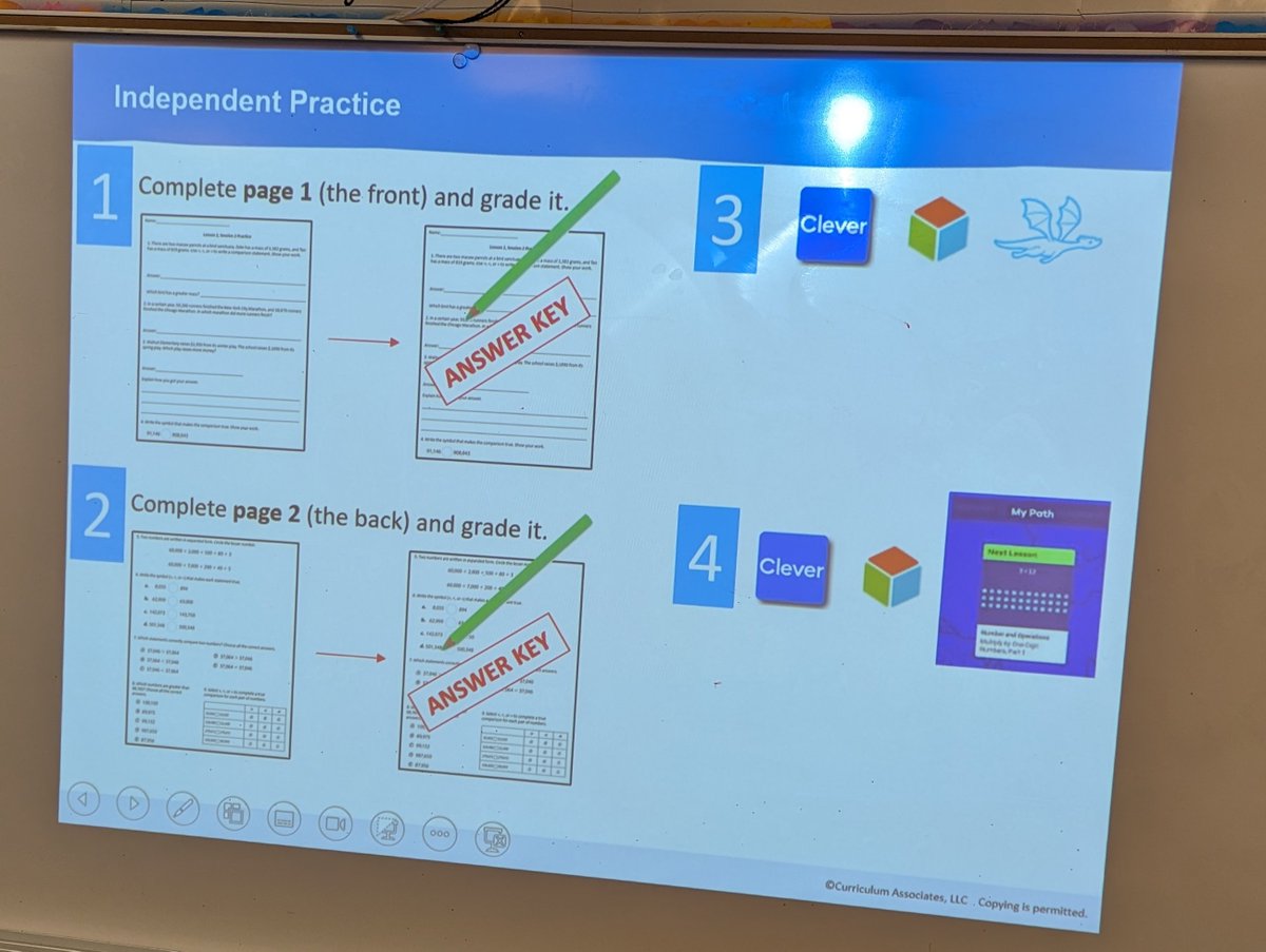 Day 16: I want my students to get immediate feedback when they're practicing new skills. Today they checked their own work using an answer key after they finished page 1. That way they could identify any gaps in understanding before tackling page 2.