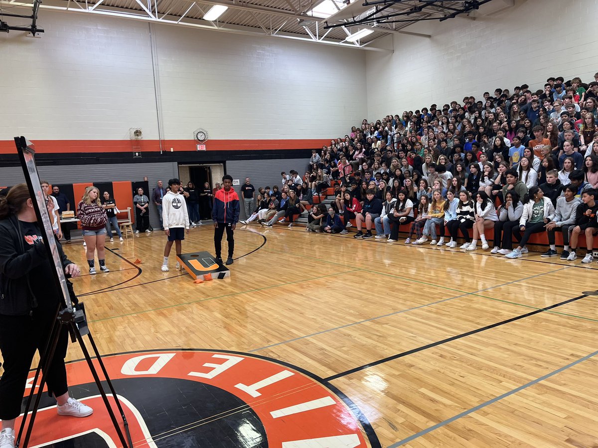 KOR Pep Rally today at <a href="/CBUnamiMS/">Unami Middle School</a> was a success! A lot of positive energy and excitement, along with some great student corn-hole matches. We also kicked off Pink-Out 2023! 

#WarriorstotheKOR