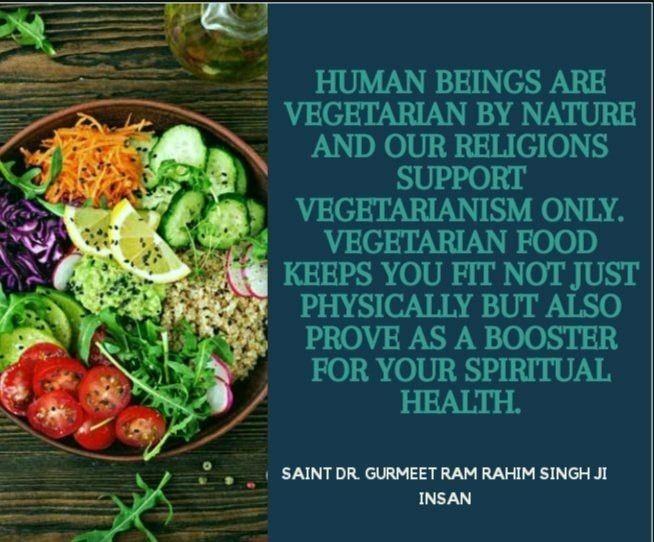 GDuneja's tweet photo. A healthy vegetarian diet is nutritious and contains fewer fatty acids. It is easier to absorb than #VegVsNonVeg Saint Gurmeet Ram Rahim Ji states that a healthy lifestyle can be achieved only by adopting vegetarianism 
#FridayFitness https://t.co/ZqdPVhgCfy