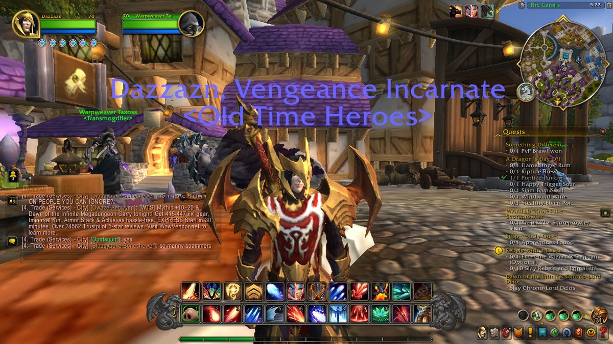 DonaldBuskirk's tweet photo. @Warcraft My lvl 70. Alliance Evoker Rocking a Horde Tabard in Stormwind ! https://t.co/1MXmCxtz2r
