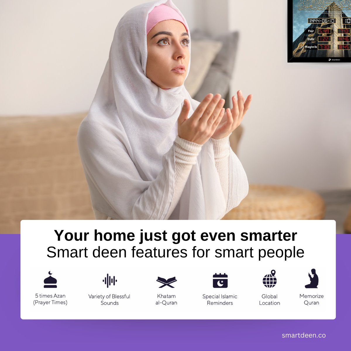 mysmartdeen's tweet photo. This is pretty exciting - a special US launch offer for @muslimconsumer (AMCC)

Smart Azan Clock - with Reliable audible azan, five times daily, Quran, blissful Zikr and spiritual Duas. Fully controllable via app.

Promo code: AMCCSALE10
Order: https://t.co/fmhKoGc6AQ

#azanclock https://t.co/xxivnz2jnP
