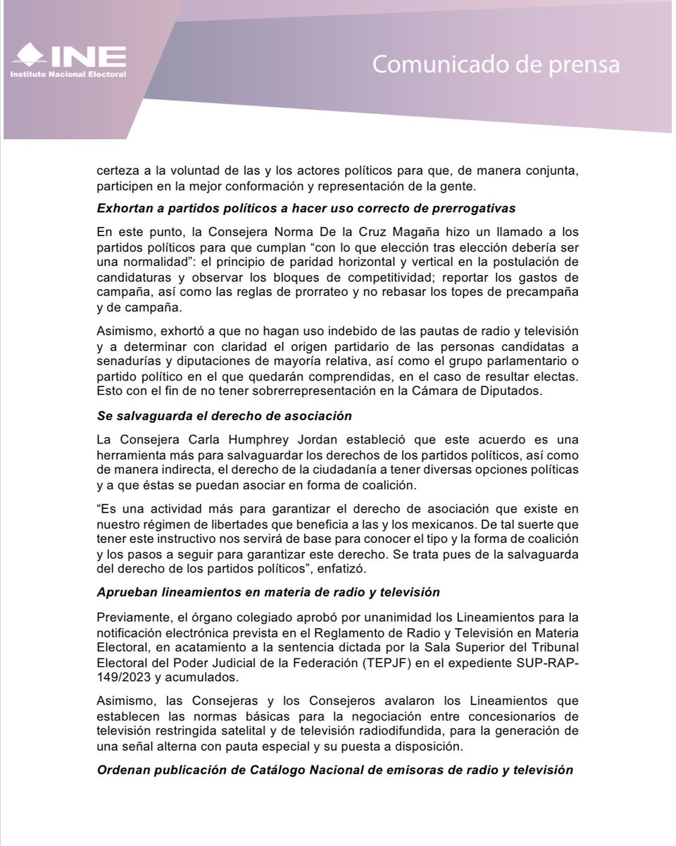 INEMexico's tweet photo. #BoletínINE ✍🏻 | Aprueba @INEMexico instructivo que deberán observar los partidos políticos para formar coaliciones en el PEF 2023-2024. https://t.co/ZHGCvx8ect https://t.co/JTD9LaDkaT