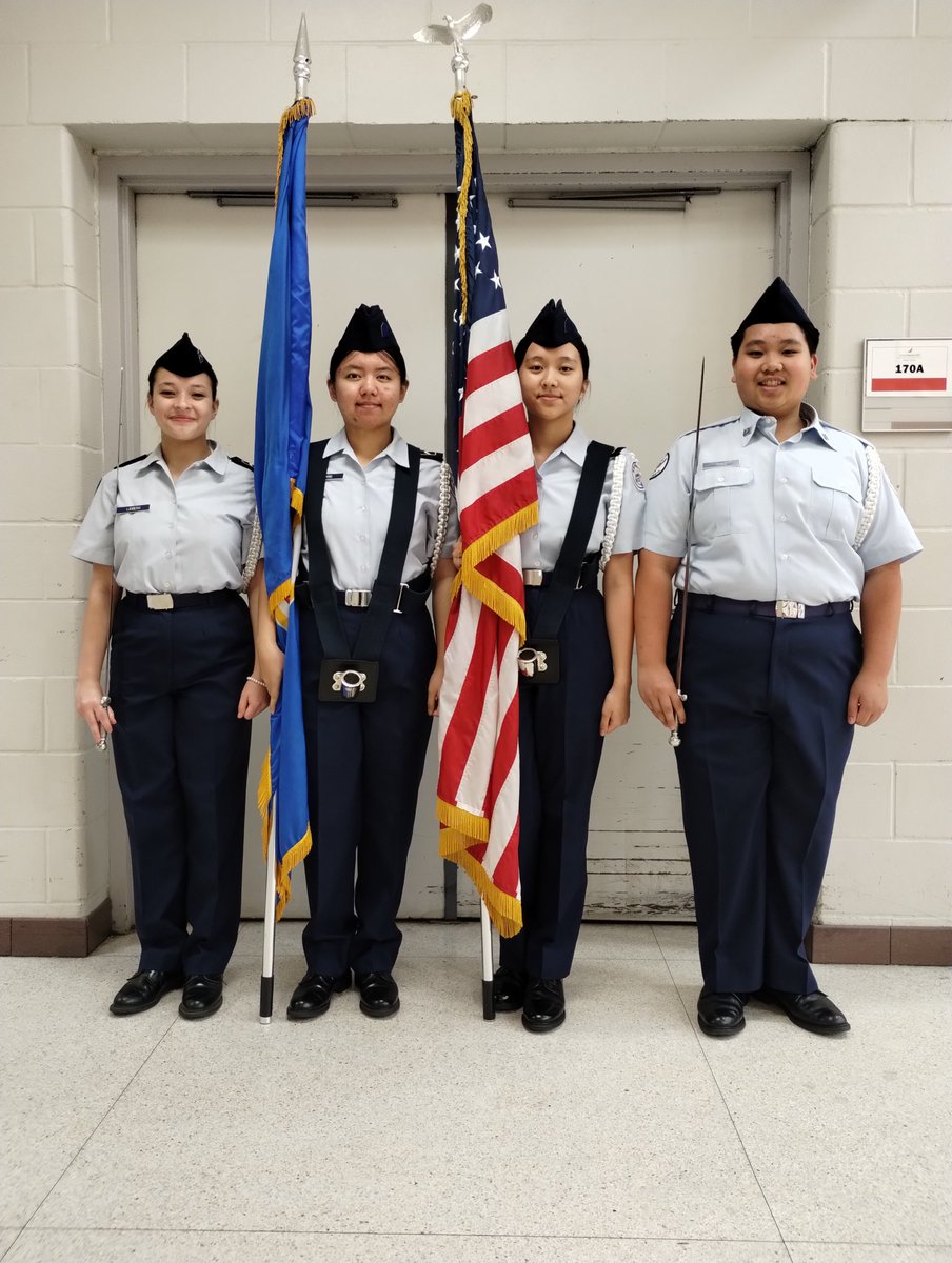 NorthAFJROTC's tweet photo. Color Guard for tonight's girls volleyball game and our newest officer, Cadet 2nd Lt Kalysta Lidberg. https://t.co/scmwpye2hG