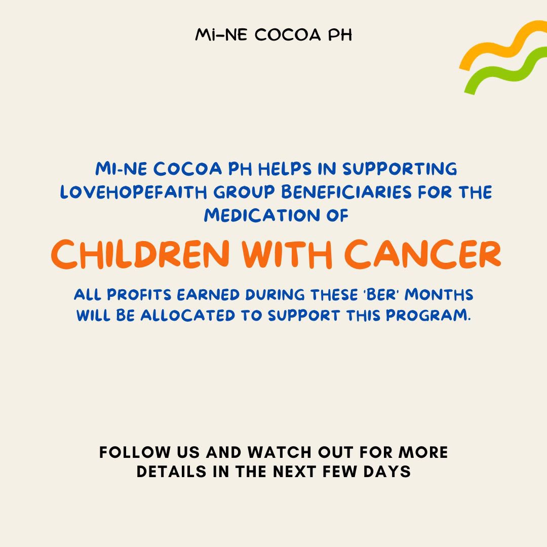 minecocoa_ph's tweet image. Join us in making a difference for children with cancer! Every child deserves a happy, healthy future. Stay tuned for our &apos;Purchase for a Cause&apos; program. Your support will make a big difference! 💛 #ChildrenDeserveHappiness #UnityForACause #minecocoaph #beckysangels #srchafreen