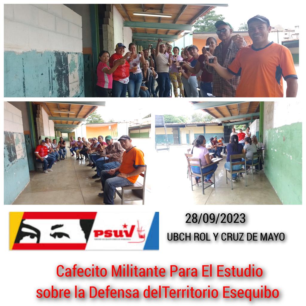 #XVIIIAniversarioCEOFANB La UBCH ROL y CRUZ DE MAYO se reunieron en Siquisique Urdaneta Lara para tratar a través del Cafecito Militante el tema del Esequibo. <a href="/AdolfoP_Oficial/">Adolfo Pereira Gobernador</a> <a href="/NicolasMaduro/">Nicolás Maduro</a> <a href="/HAMADCHAER/">HAMAD AL CHAER PSUV</a> <a href="/PartidoPSUV/">PSUV</a> <a href="/M_somosveLara/">Movimiento Somos Venezuela Estado - LARA.</a> <a href="/MSVEnLinea/">Somos Venezuela | MSVEnLinea</a>