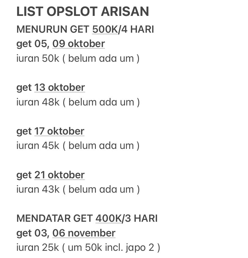 eBoyfie's tweet photo. yang nyari arisan get bulan oktober - november bisa intip sini yuu! aku ada opslot arisan menurun get 500k sama arisan mendatar get 400k 😻

yang mau intip slot / nanya2 dulu bisa langsung dm @903208 yaa #zonauang https://t.co/zKVtUNSjP9