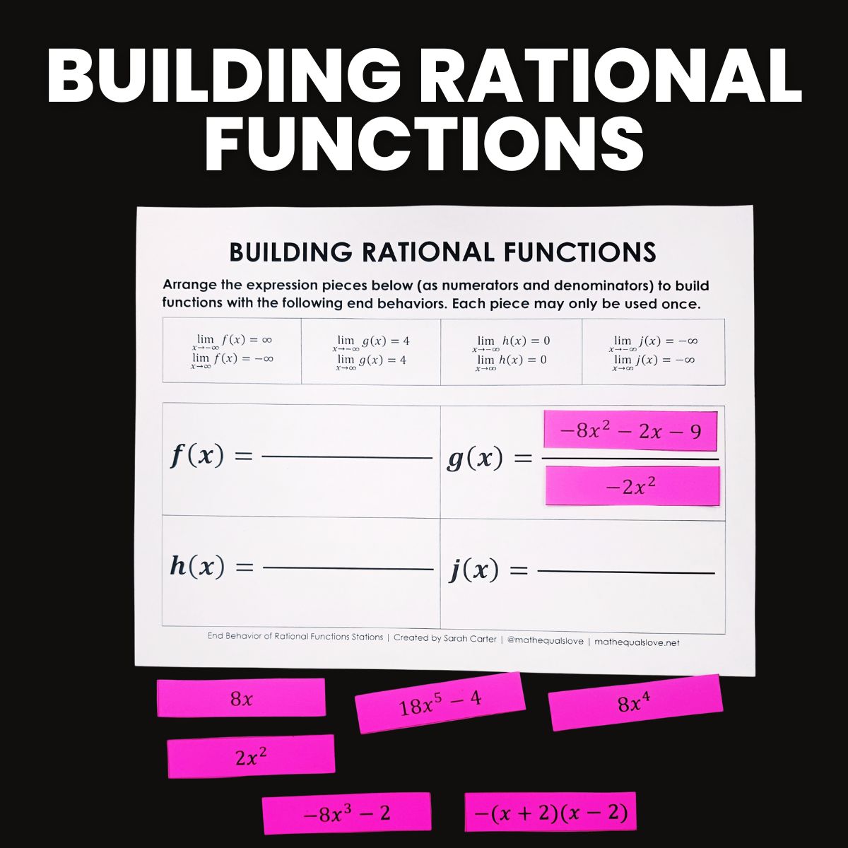 mathequalslove's tweet image. I&apos;m pretty proud of this set of stations activities I created for AP Precalculus to practice finding the end behavior of rational functions. 

My favorite of the stations is &quot;Building Rational Functions.&quot; 

mathequalslove.net/end-behavior-o…

#mtbos #iteachmath #apprecalculus #teach180