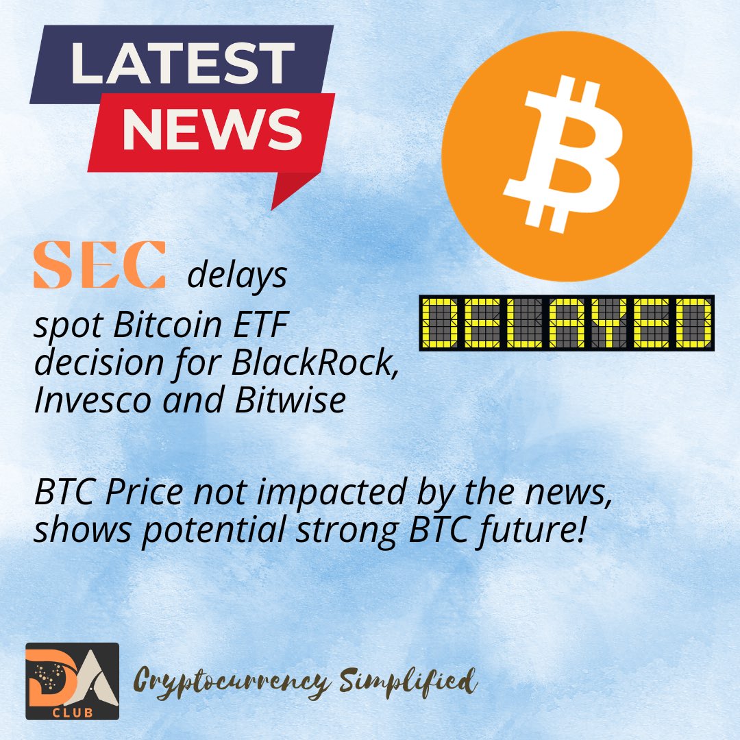 #DigitalAssetsClub #crypto #BlockchainExplained #CryptoEducation #Decentralization #DigitalLedger #BlockchainTech #LearnBlockchain #CryptoBasics #TransparentTech #BlockchainRevolution #infohub #btcetf #btcetfcrypto #btcetfupdate #btc

$BTC Spot ETF Delayed Again!