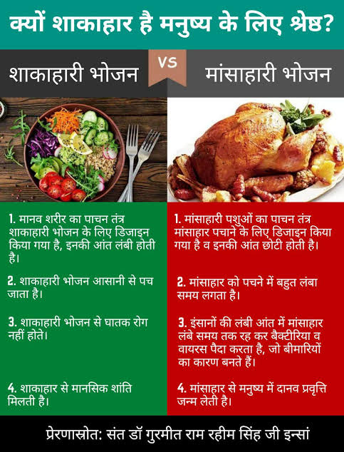 🥦Vegetarianism, a principle of #DeraSachaSauda, promotes a powerful, energetic, consequence-free lifestyle. It's a choice that aligns with health & compassion. Let's make mindful choices for our well-being & the planet. 🌱🌍 #VegVsNonVeg #FridayFitness #SaintGurmeetRamRahimJi