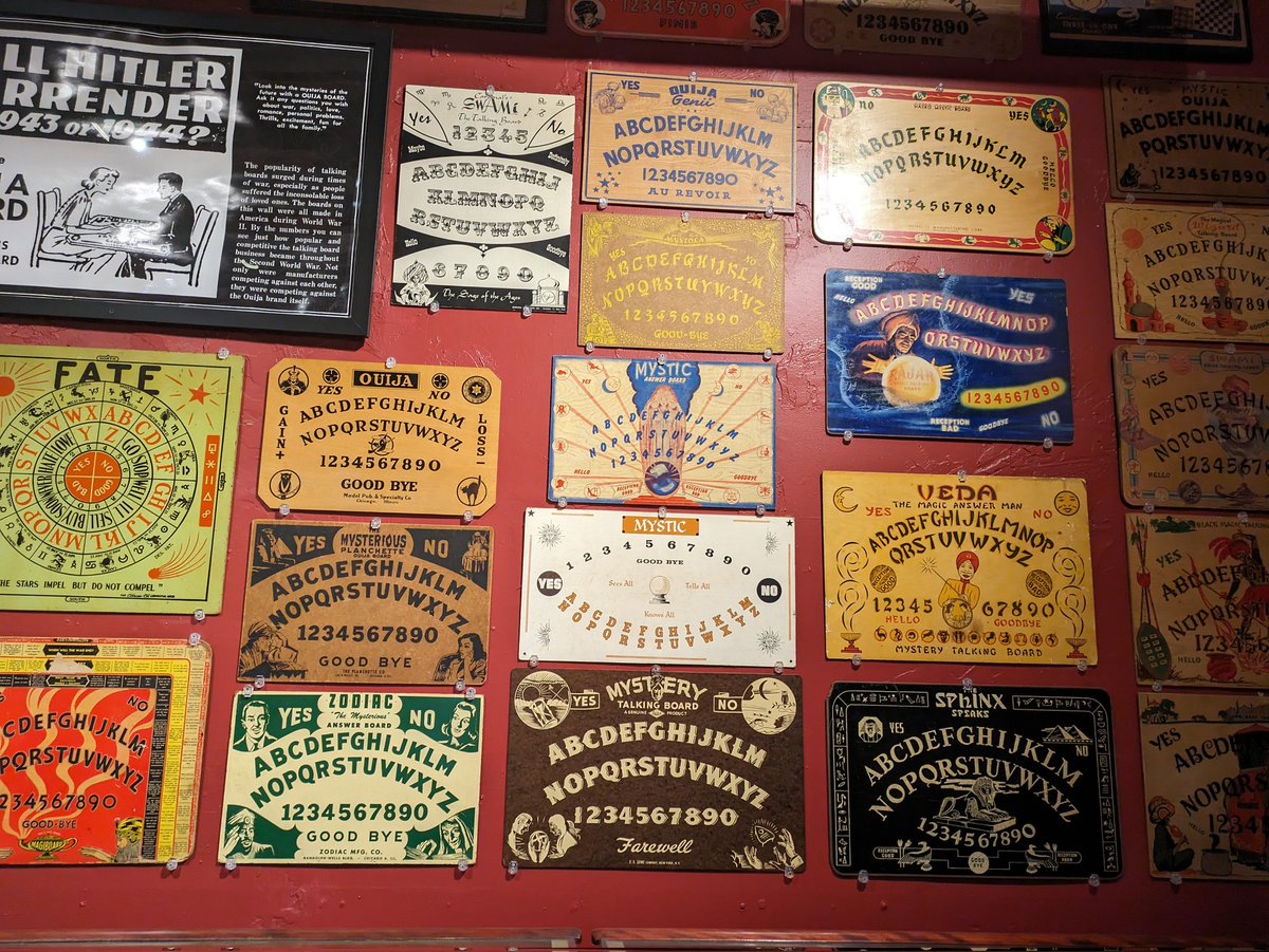 AshesTerrible's tweet photo. Went to the world's only Ouija board museum today! 🤩 The Salem Witch Board Museum was AMAZING!!! The presenter was so informative and kind it was AMAZING hearing all the history and seeing all the variations.
#ouija #witchboard #talkingboard #witchcraft https://t.co/UygEq9Mkz5