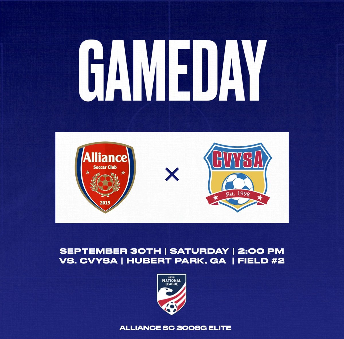 Just the one game this weekend in the <a href="/NationalLeague/">National League</a>! Coaches we would love to see you there! <a href="/ImCollegeSoccer/">College Soccer Truth ™</a> <a href="/ImYouthSoccer/">ECNL/GA/Recruiting/College Soccer</a> <a href="/TheSoccerWire/">SoccerWire</a> <a href="/TopDrawerSoccer/">TopDrawerSoccer</a> <a href="/PrepSoccer/">Prep Soccer ⚽️</a> <a href="/JREskilson/">J.R. Eskilson</a> <a href="/NEGARecruits/">Northeast Georgia Recruits</a> @SoccerMomInt <a href="/onlyGplatform/">The OG Platform</a> <a href="/USYouthSoccer/">US Youth Soccer</a> <a href="/NationalLeague/">National League</a>