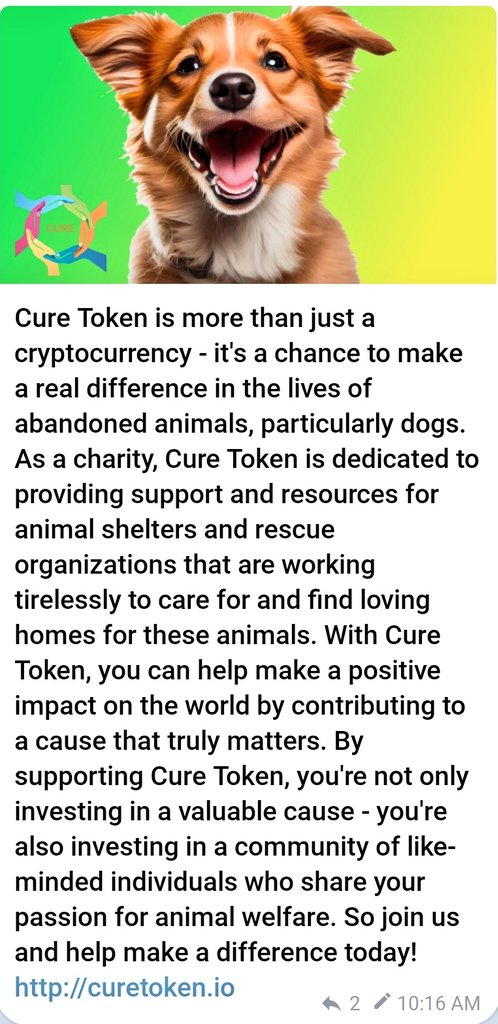 curetoken.io
#savedog 
#savelife
#crypto 
Don't forget to purchase CURE token through pancakeswap pancakeswap.finance/swap?outputCur…