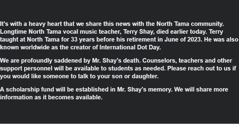 NTRedhawks's tweet photo. IMPORTANT ANNOUNCEMENT for the North Tama School Community: https://t.co/5qEurXd0C7