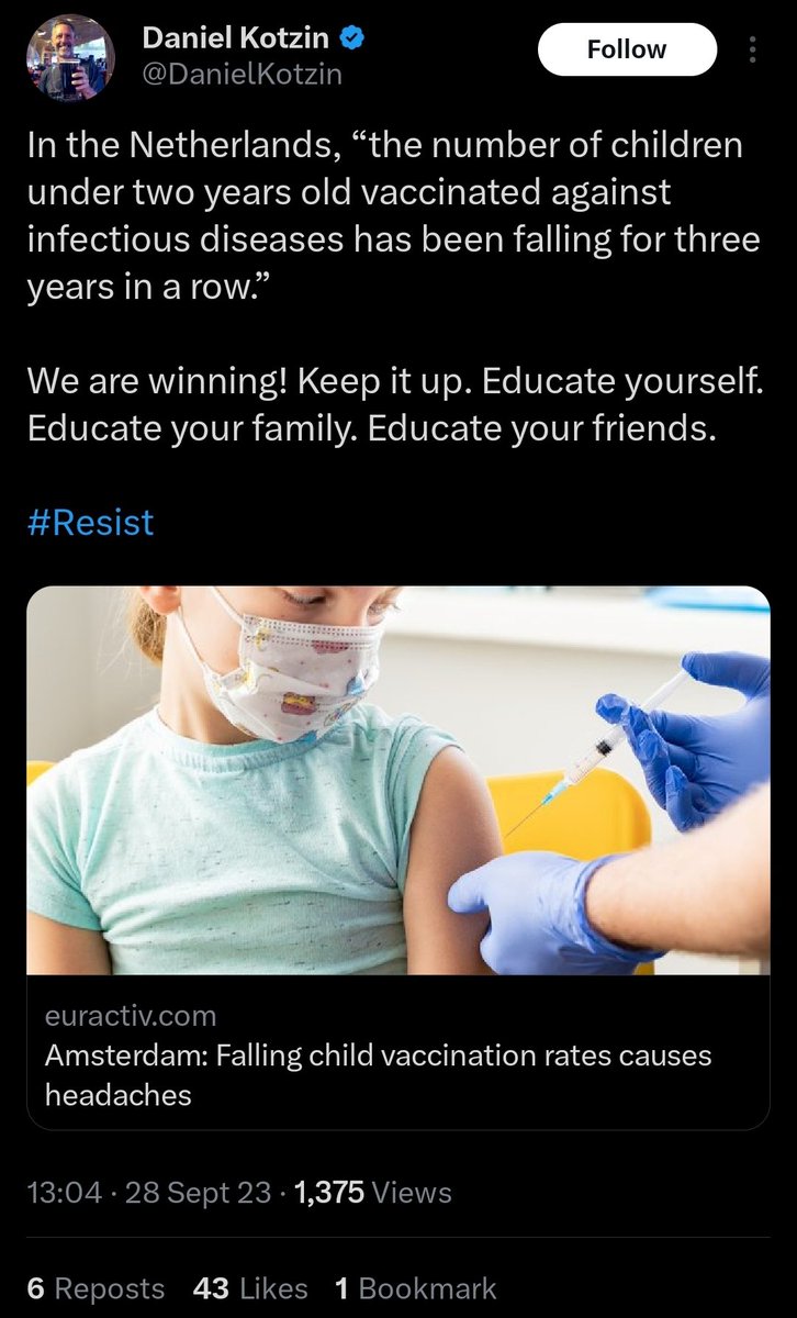 dr_jon_l's tweet image. "Hooray children are no longer getting protected against old-timey debilitating and potentially fatal diseases" us not the flex you think it is @DanielKotzin.  It was also likely always the anti-vaxxers goal.
