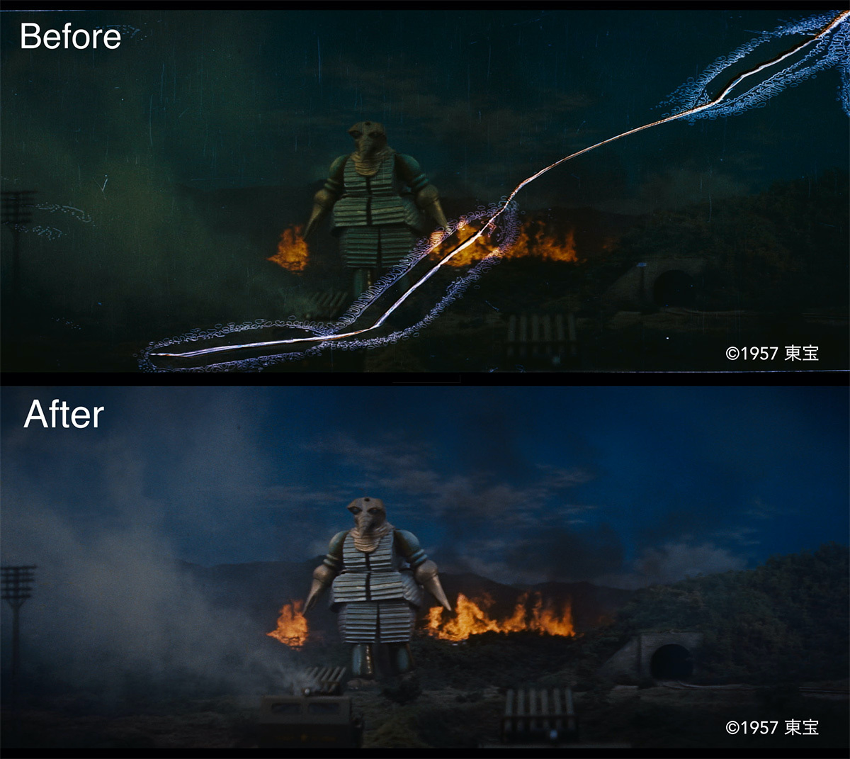 Here's a look @ the 4K restoration of THE MYSTERIANS, recently completed by Tokyo Laboratories. This was one of Toho's fantasy films that has sorely needed a complete restoration, as the antiquated optical printer damaged the film. So, this restoration is miraculous. #kaiju