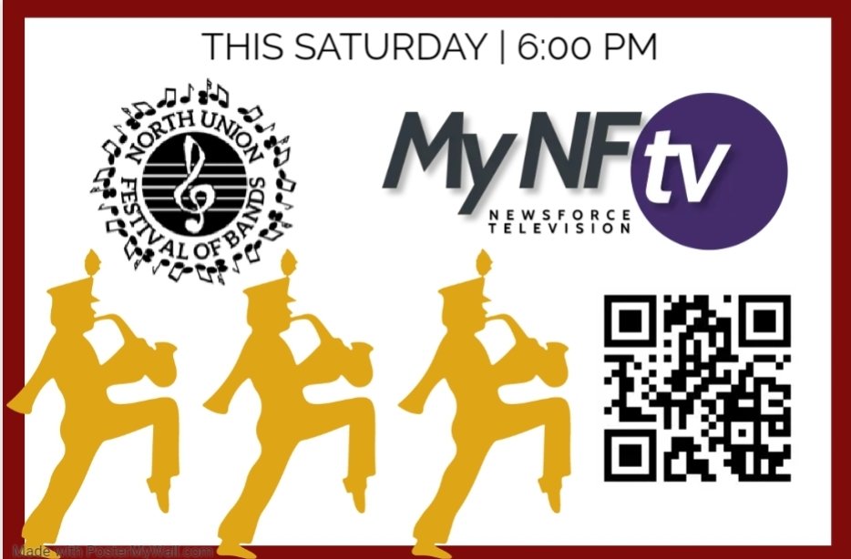 Just announced: This Saturday,  exclusively on My NFTV, the North Union High School Festival of Bands beginning at 6:00 PM. 

onelink.to/y5zfwy