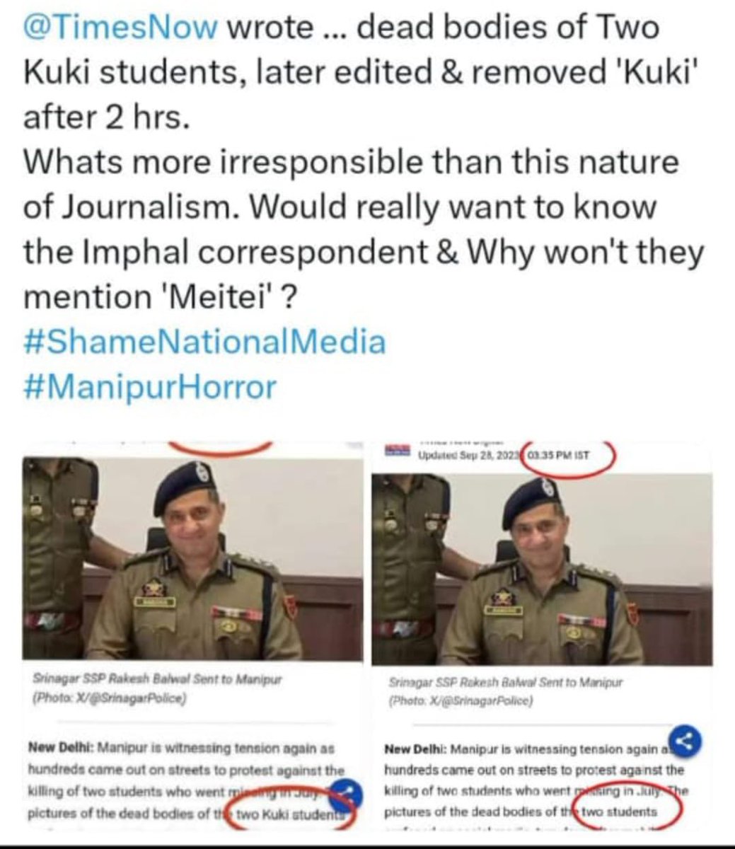 billieguarino's tweet photo. @TimesNow what is this double standards??? 😡😡

🔥Are you peddling #KukiLies now? 

#Justice4LinthoiHemanjit 
#ManipurFightsBack #KukiAtrocites

@NBirenSingh @AmitShahOffice @IndEditorsGuild @KaranThapar_TTP @sardesairajdeep @BDUTT @IndiaToday @IndiaTodayNE @vijaita @afridahussain @timesofindia @IndianExpress @HindustanTimes @htTweets @EconomicTimes @republic @TimesNow @ndtv @ZeeNews
@WIONews @EastMojo @ABPNews @CNNnews18 @BBCIndia @thewire_in @TheQuint @IndiaTodayNE @dhruv_rathee @indiatvnews @newslaundry @PTI_News @ANI