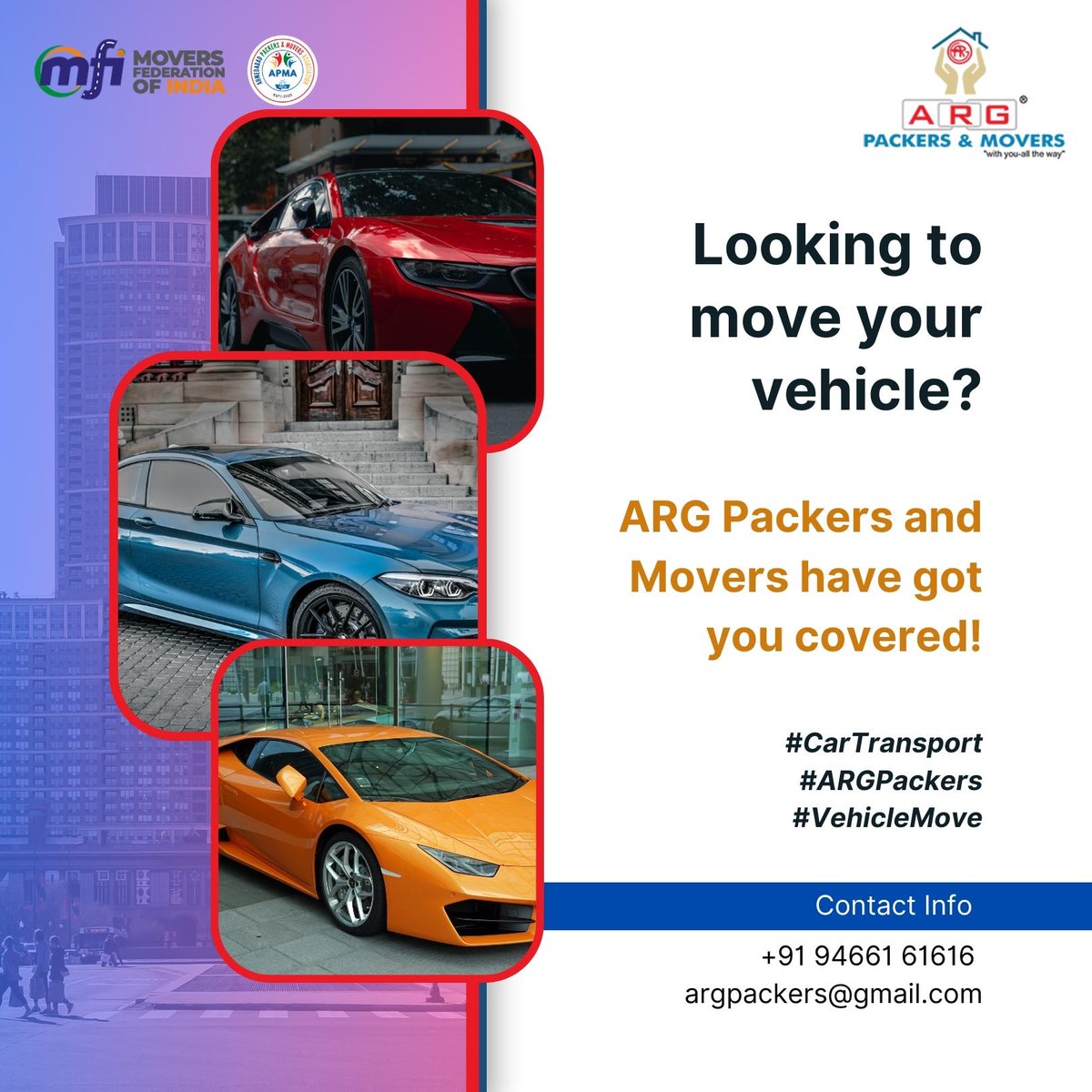 Need safe vehicle transport services across India? ARG Packers and Movers is your go-to choice! Offering top-notch car transportation at budget-friendly rates, we ensure a smooth move for you.

#CarTransport #VehicleRelocation #ARGPackers #SafeMoving  #AllIndiaTransport