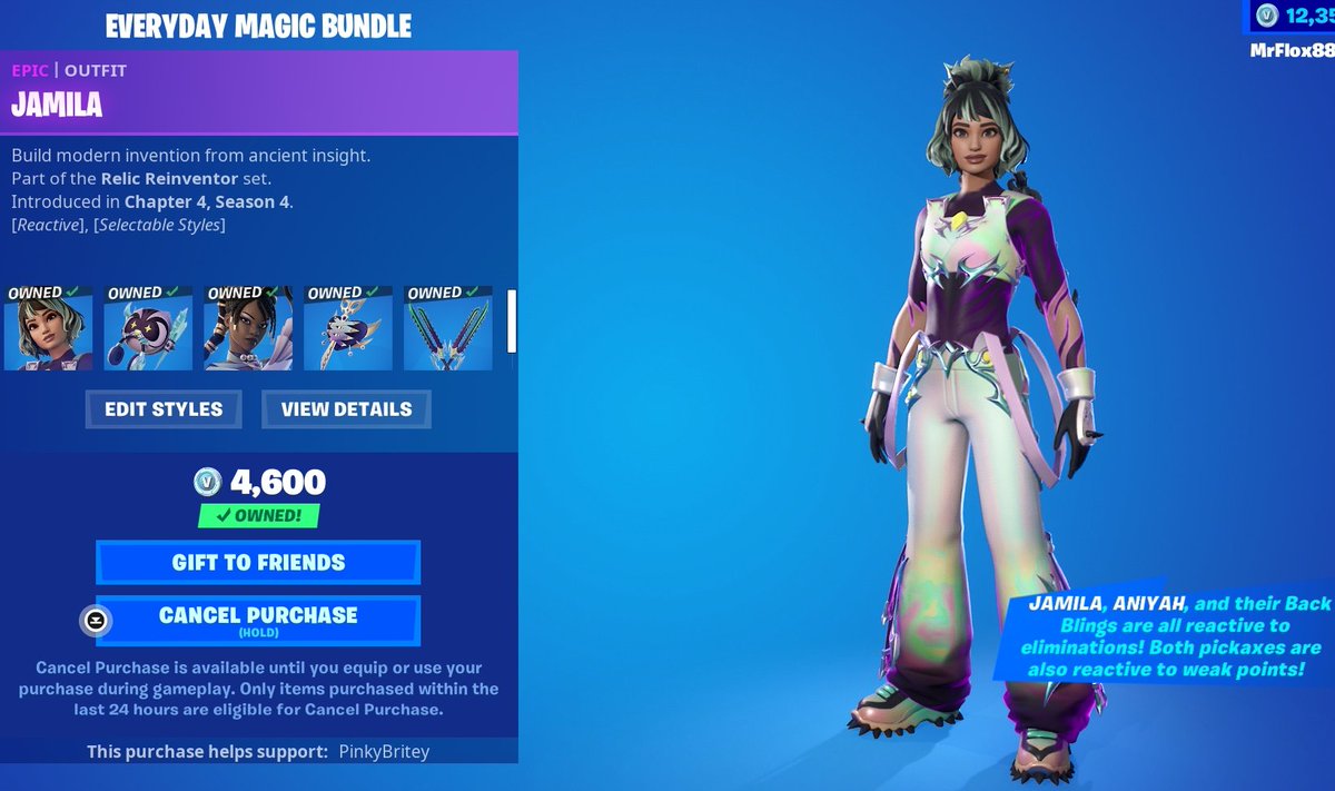 Used code @PinkyHarmonizer (PinkyBritey) to get the Everyday Magic Bundle for me and my gf and also gifted the Airphoria Pack to a friend. 🧚🏻‍♀️ #Fortnite #ItemShop #FortniteLastResort #FortniteCh4S4📷 #フォートナイト #FortniteChapter4Season4 #FortniteItemShop