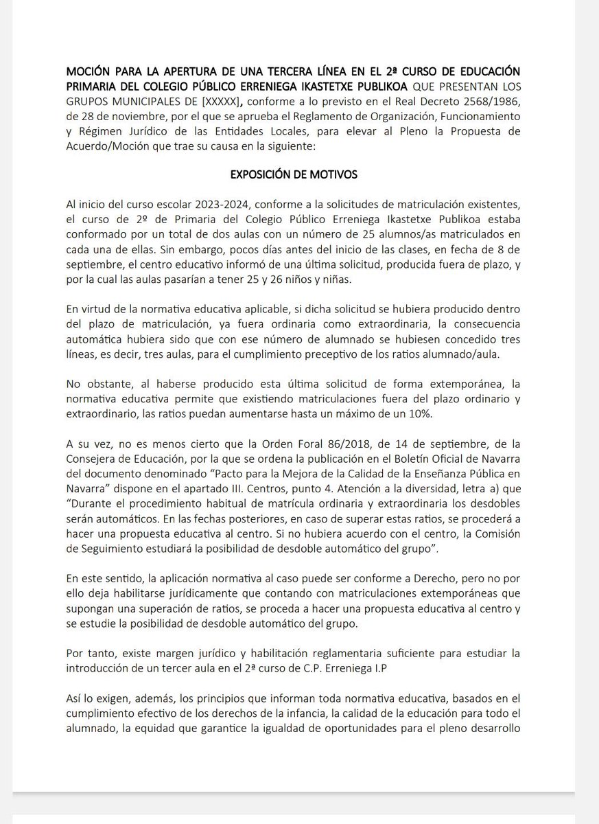 ehbilduzizur's tweet photo. Nos caracteriza el trabajo de hormiguica, txinaurri lana, y aveces es importa más garantizar el apoyo mayoritario a una causa antes que sumarse el tanto.

Hemos conseguido que en el Pleno Municipal se apruebe por mayoría esta moción sobre la situación en Erreniega

#Zizur https://t.co/mZGA3Rk4Os