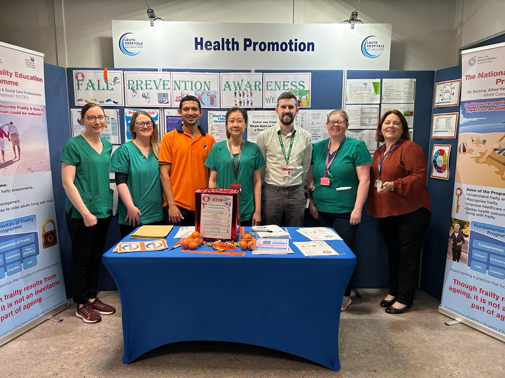 Falls Prevention Awareness week in Our Lady of Lourdes Hospital with the Pharmacy team and the Frailty Facilitator. A fantastic team working to make us aware of falls risk in hospitals.