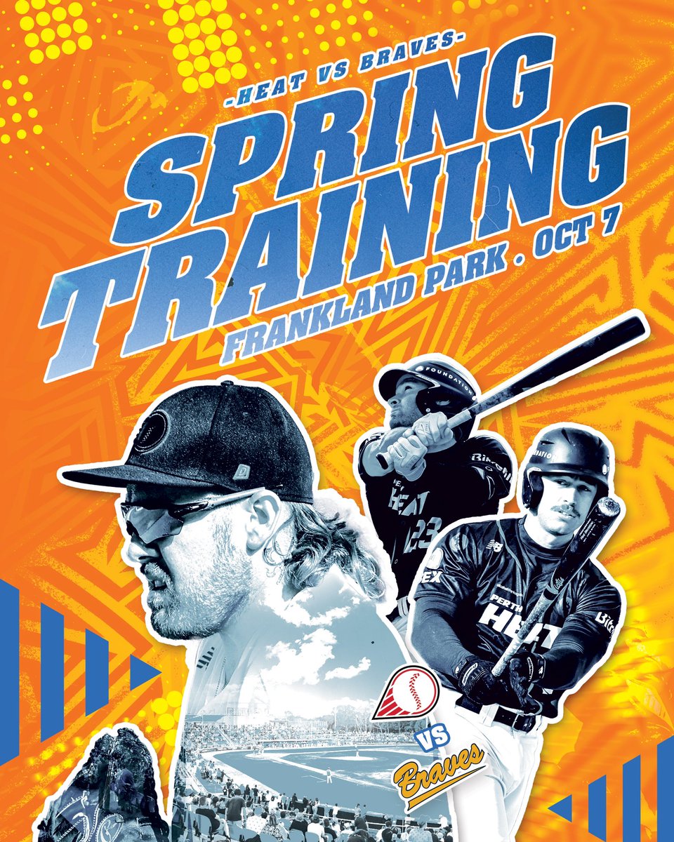 SPRING TRAINING 🔥⚾️

We are so excited to play our first Spring Training game on Saturday, October 7️⃣ against the defending BWA State League champions <a href="/bravesballwa/">Braves Baseball</a> at Frankland park. 

Perth HEAT vs BRAVES is proudly supported by <a href="/HealthwayWA/">Healthway</a>