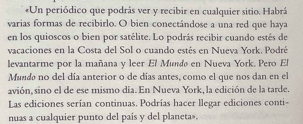 En 'El periódico', <a href="/mariaramirezNY/">María Ramírez</a> recoge esta anécdota. Mario Tascón contaba en el año 92 cómo iba a ser el periódico del futuro en una charla en la Complutense. Casi le corren a gorrazos los alumnos, talibanes del papel.