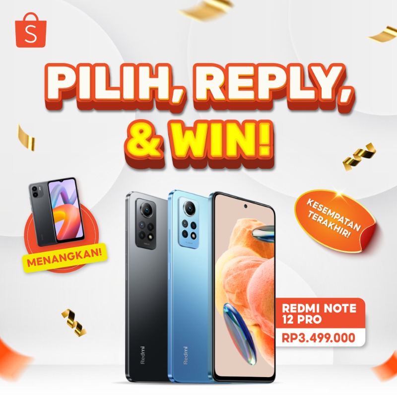ShopeeID's tweet photo. ✨ GIVEAWAY REDMI SMARTPHONE✨

Kesempatan terakhir buat dapetin Redmi A2, GRATIS nih! Mau dong?

Caranya:
- FOLLOW @ShopeeID 
- RT &amp; LIKE tweet ini
- Klik banner di bawah
- REPLY warna Redmi Note 12 Pro yang kamu mau!

GOOD LUCK! 😆