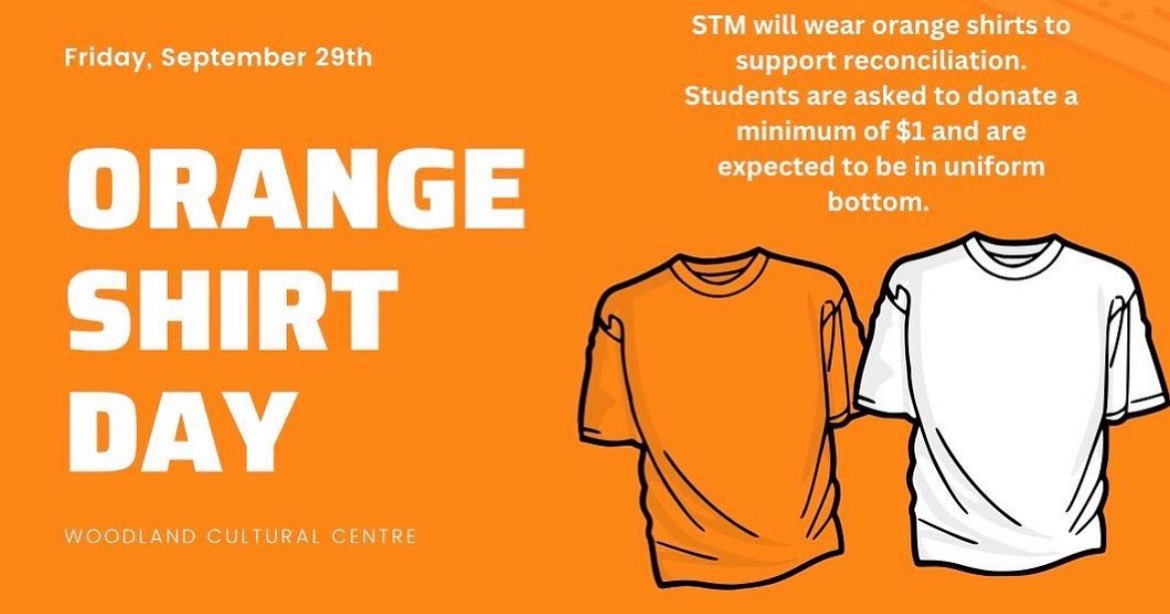STMPrefects's tweet photo. Tomorrow is Orange Shirt Day at STM! 🧡

👖| Remember to Wear Uniform Pants! https://t.co/6le9Imnsdr