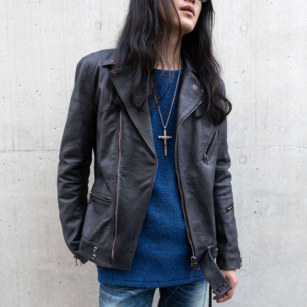 新作入荷】 燃焼を経験した革ジャン Burning dyed 