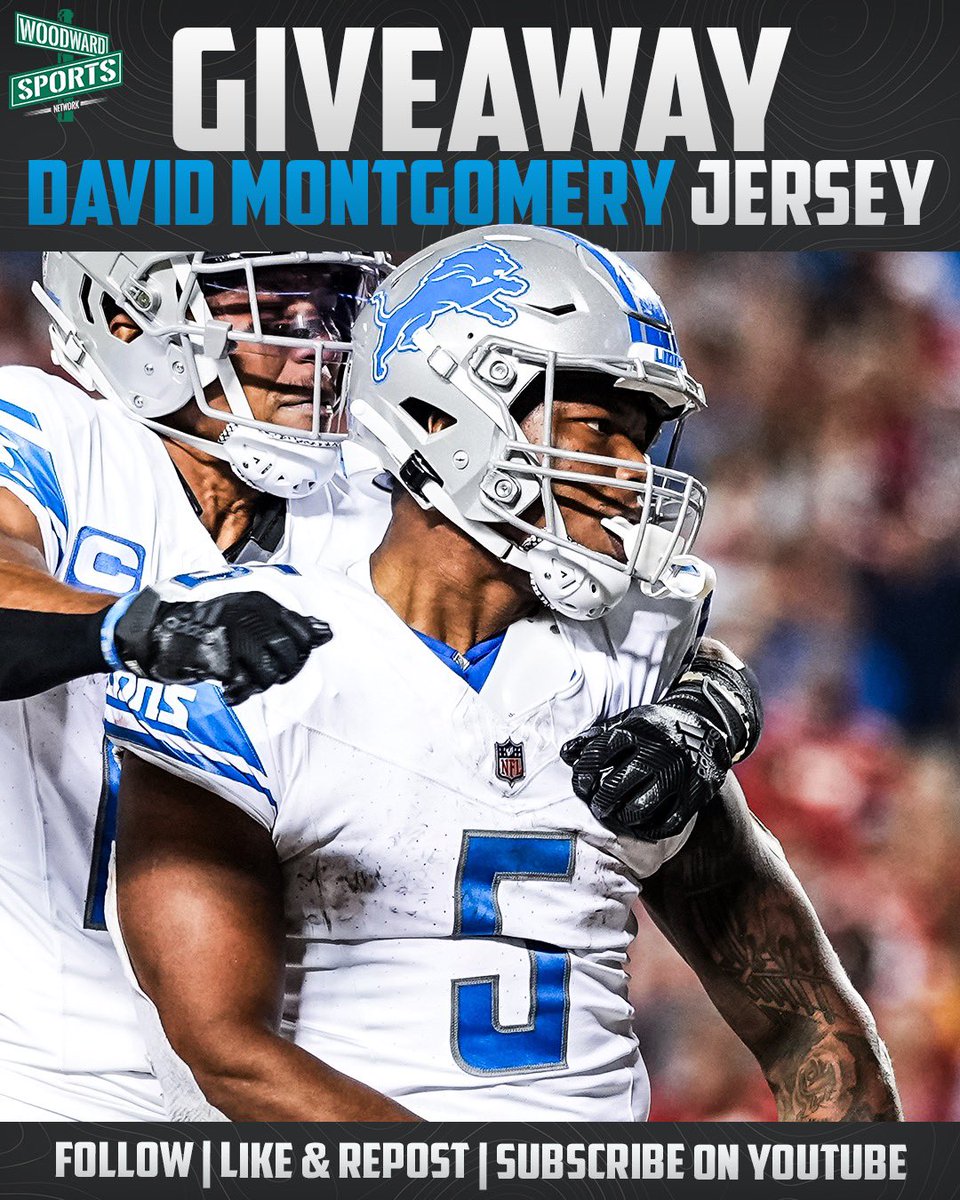 Woodward Sports Network is giving away a FREE David Montgomery #Lions jersey! To enter to win this FREE JERSEY the steps are simple 📝 ⁃ FOLLOW @woodwardsports ⁃ LIKE & REPOST This Post ⁃ SUBSCRIBE to the Woodward Sports YouTube page : youtube.com/@WoodwardSport… Winner will…