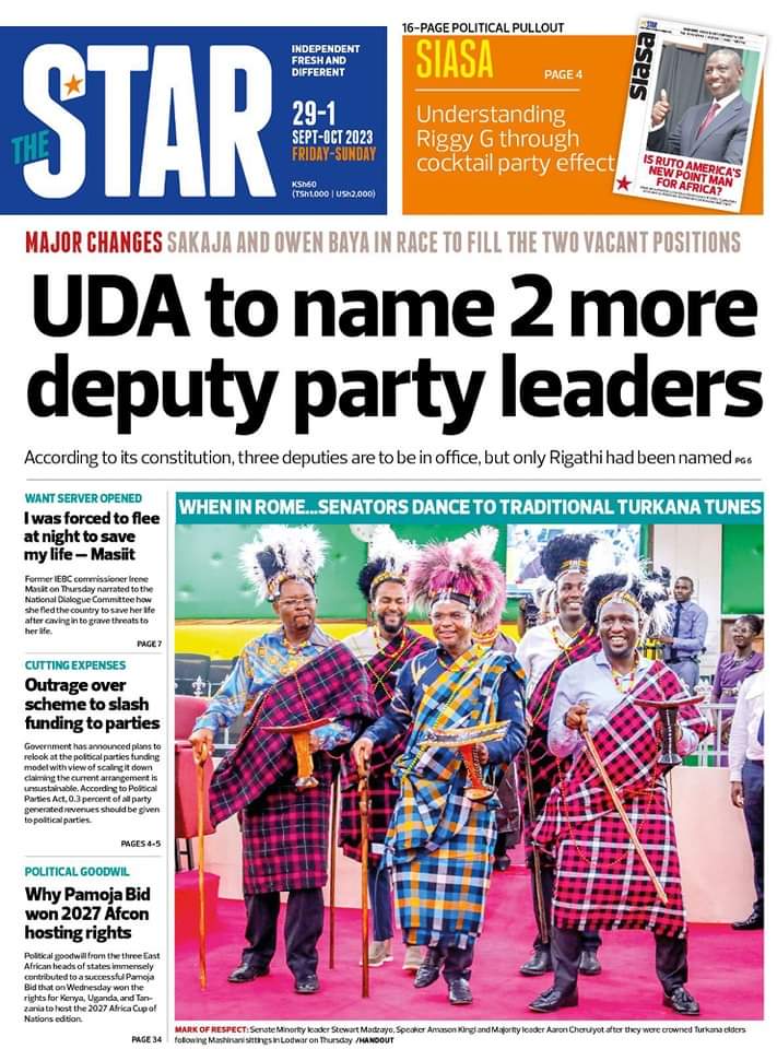 Today In the Dailies📰 
➡️ 67 MPs to lose seats
➡️ Tougher Times ahead
➡️ Cherera four maintain their stand 
➡️ Chebukati writes an arrogant letter 
➡️ Kenya, Uganda and Tanzania to fight over sharing hosting benefit