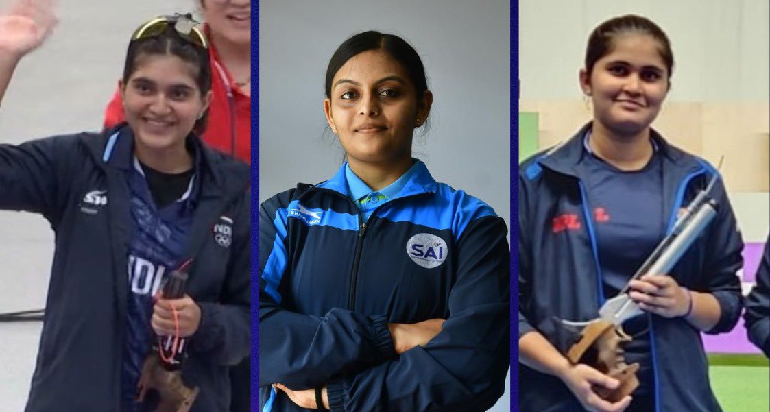 narendramodi's tweet photo. Another medal in Shooting at the Asian Games! 

Congratulations to Divya Thadigol, Esha Singh and Palak on winning a Silver Medal in the 10m Air Pistol Women's team event. Best wishes to them for their future endeavours. Their success will motivate several upcoming sportspersons. https://t.co/clQrQMgbpE