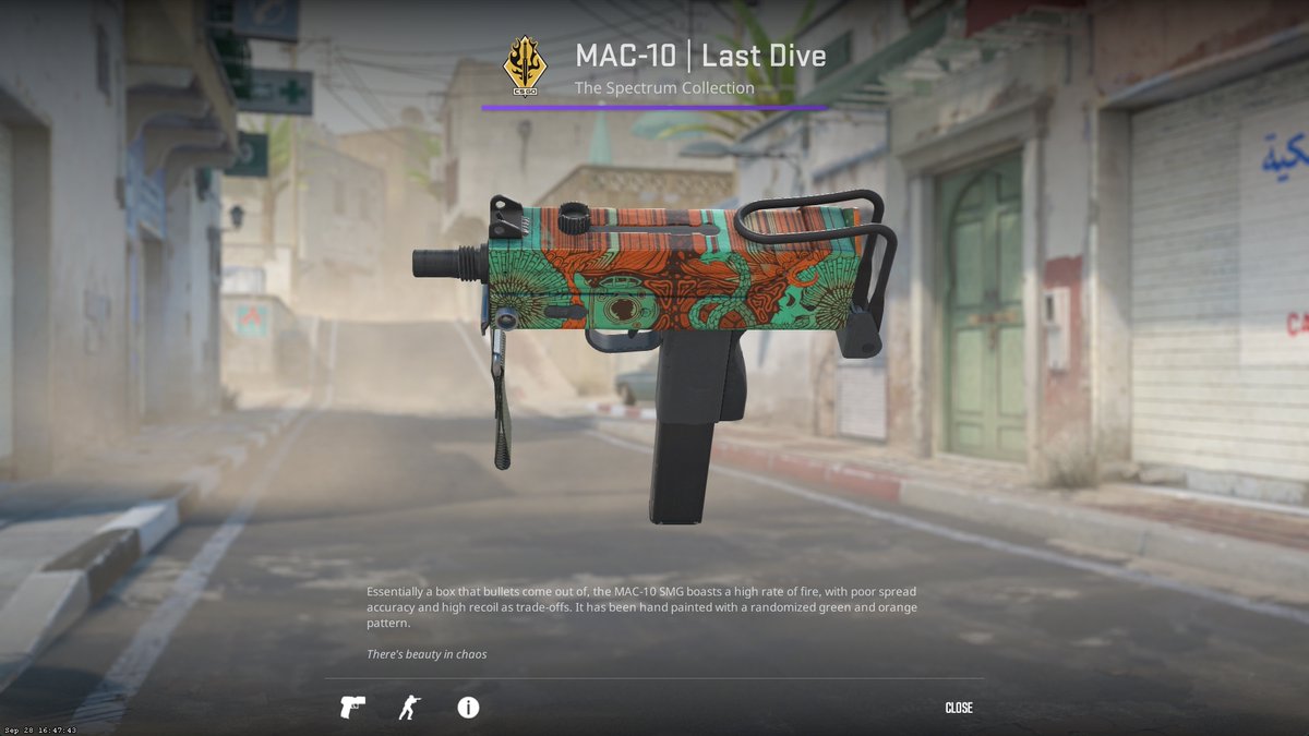 wynterblizz's tweet photo. @zipelCS The Last Dive has the pattern streched over the top and bottom of the gun which was not the case in CSGO. As well as this, the pattern seems to have been shifted down the side of the gun (in the CS2 image on the left, the skull and diver are now cut off) https://t.co/BRKe4pyJhl