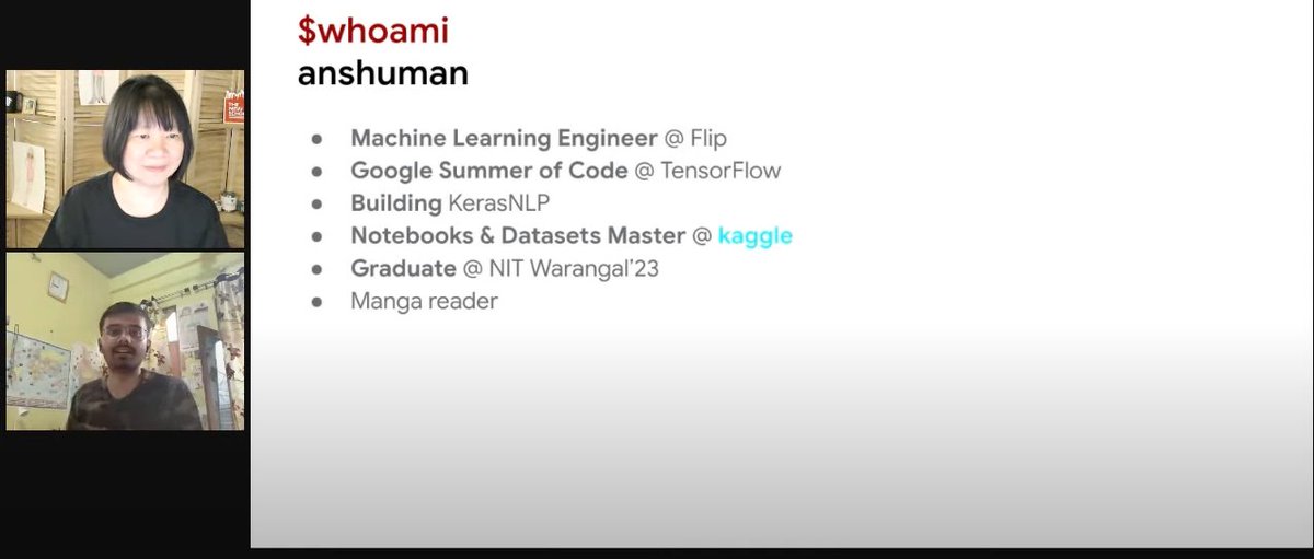 margaretmz's tweet photo. @ariG23498 Thanks for the great talk "Modular NLP Workflows with #KerasNLP" by @anshuizme (#GSoC23 at #TensorFlow | #Kaggle Master)! #KerasDay @GDGSeattle https://t.co/YGz5gmKyEg