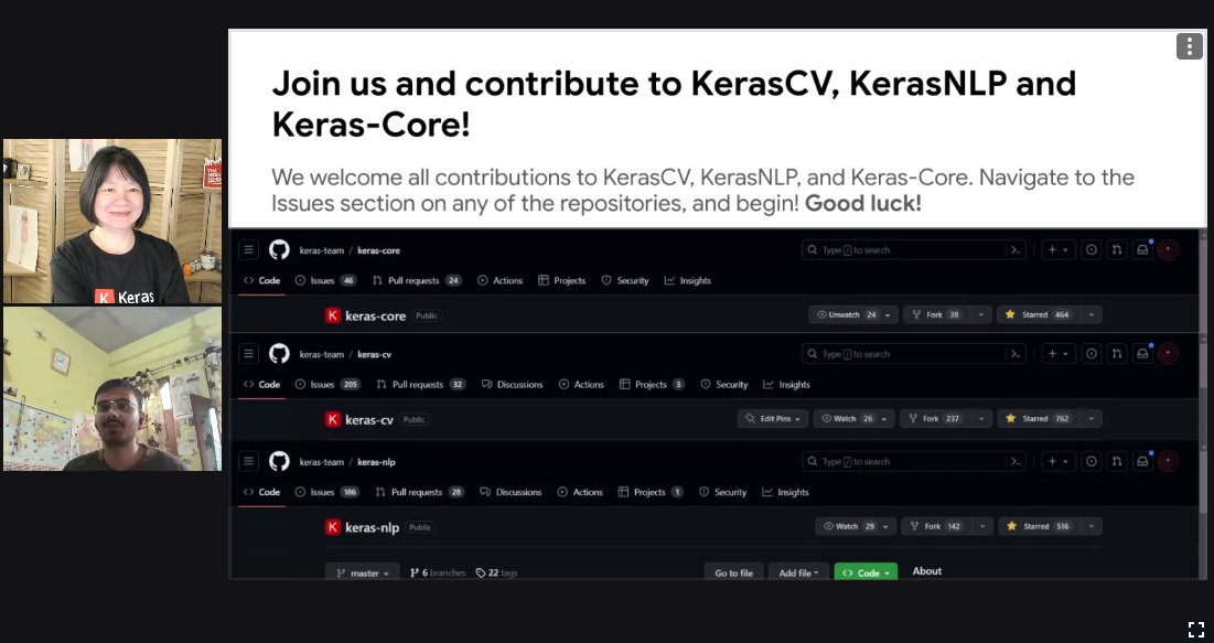 margaretmz's tweet photo. @ariG23498 Thanks for the great talk "Modular NLP Workflows with #KerasNLP" by @anshuizme (#GSoC23 at #TensorFlow | #Kaggle Master)! #KerasDay @GDGSeattle https://t.co/YGz5gmKyEg