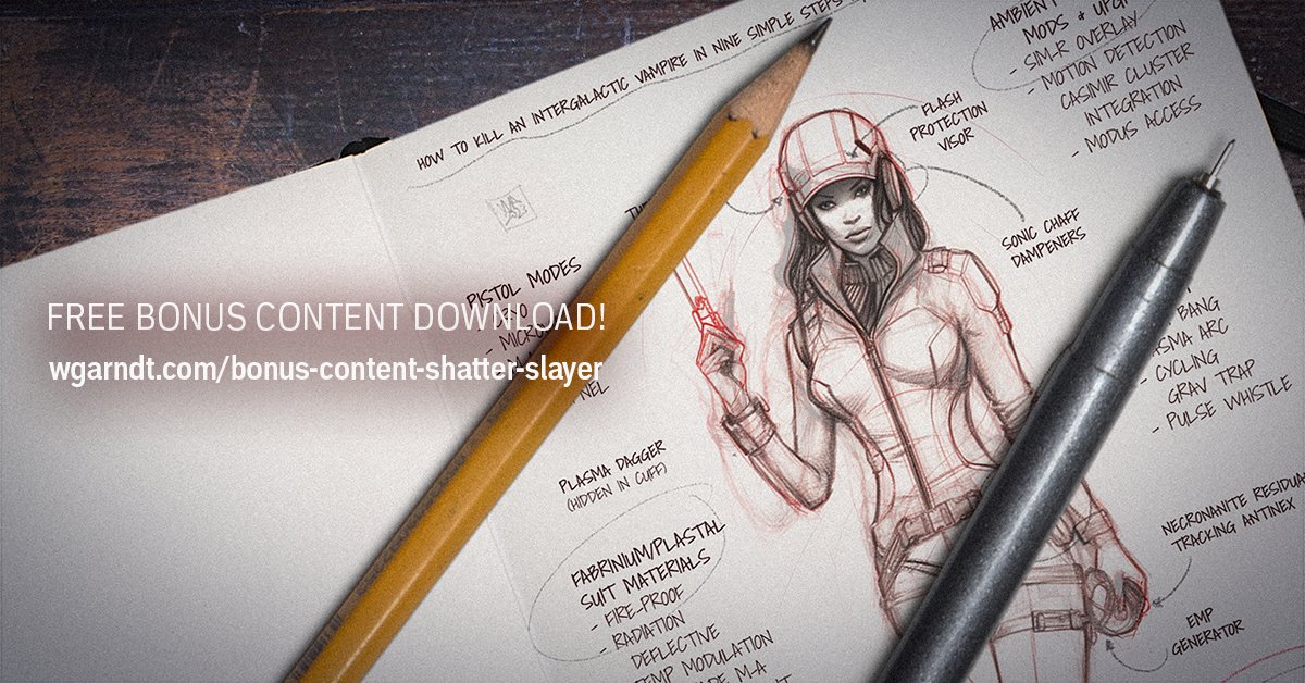 Dive into the world of "How to Kill an Intergalactic Vampire in Nine Simple Steps" with this concept sketch
🔗wgarndt.com/bonus-content-…🔗

#conceptart #scifihorror #Vampirehunter #vampireslayer #vampireslayerkit #digitalartist #digitalart #scifiart #scifinovel #authorlife #authors