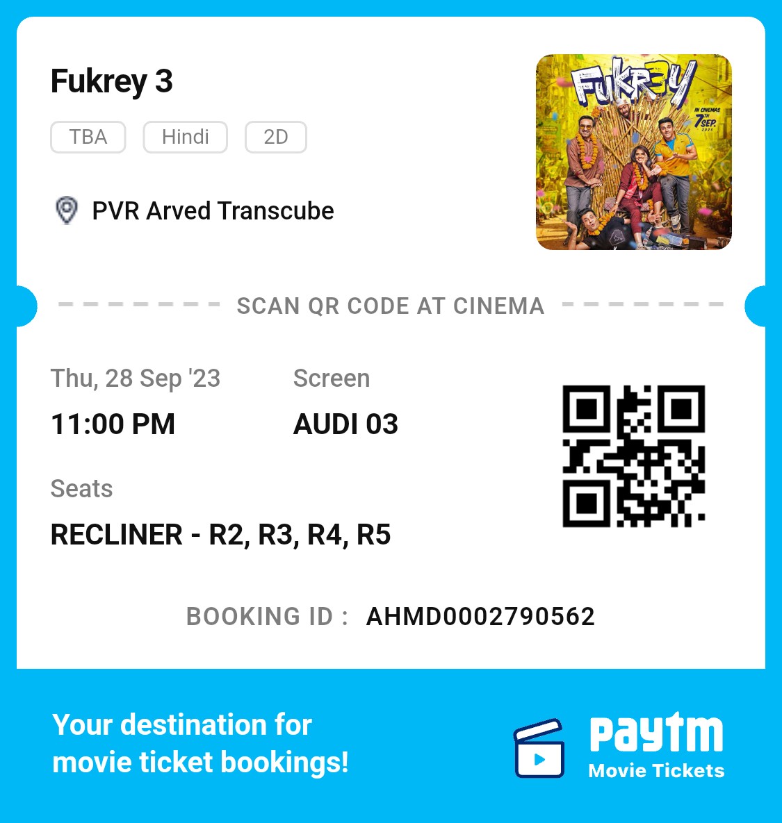 Anupam_Official's tweet photo. @_PVRCinemas Yesterday We Went for Movie at PVR Ahmedabad
But experience was 3rd class.we have booked 4 Recliner Chairs , and from that 2 recliners chair were broken and recliner not working, we called PVR guys but issue not resolved and we had very bad experience https://t.co/be4uB06tpD