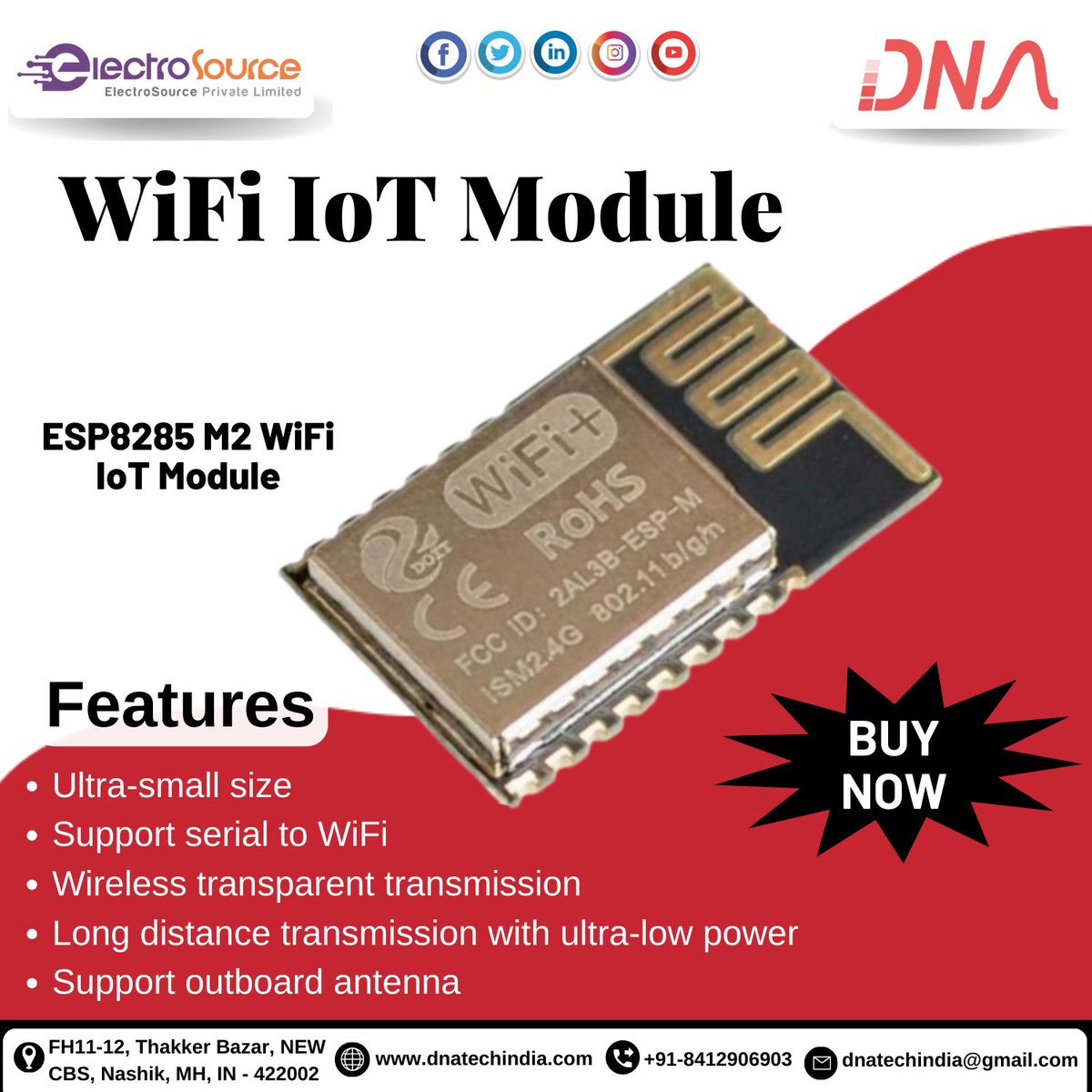 dnatechindia's tweet image. Wifi IOT Module
ESP8285 M2 WIFI IOT Module
#wifi #module #wifimodule #ultrasmallsize #supportserial #wireless #longdistance #lowpower #support #outboard #antena #partnumber #size #touchtype #resistive #resolution #grade #commercial #color #bit #dimensions #backlight #led