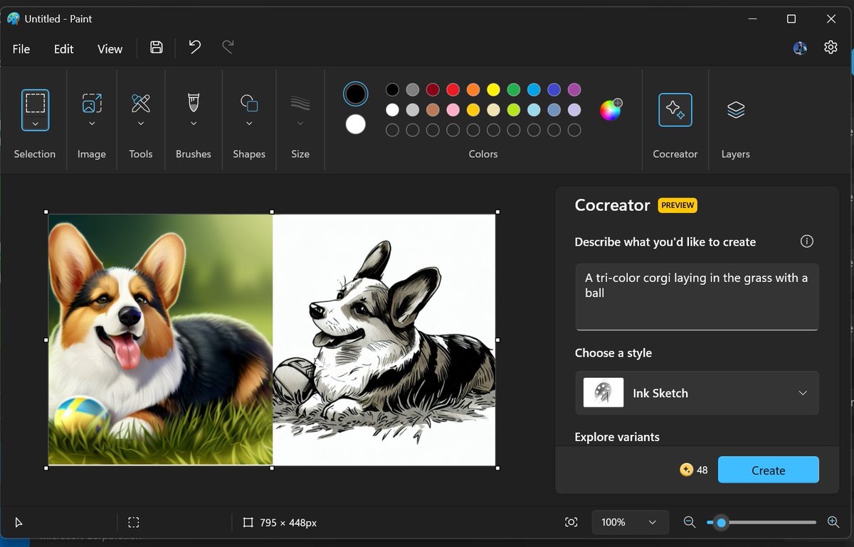 cdorf17's tweet image. But in all seriousness too. This is pretty cool. Here&apos;s one for the dog  to show how it works #WindowsInsiders #PaintPreview #CanaryChannel