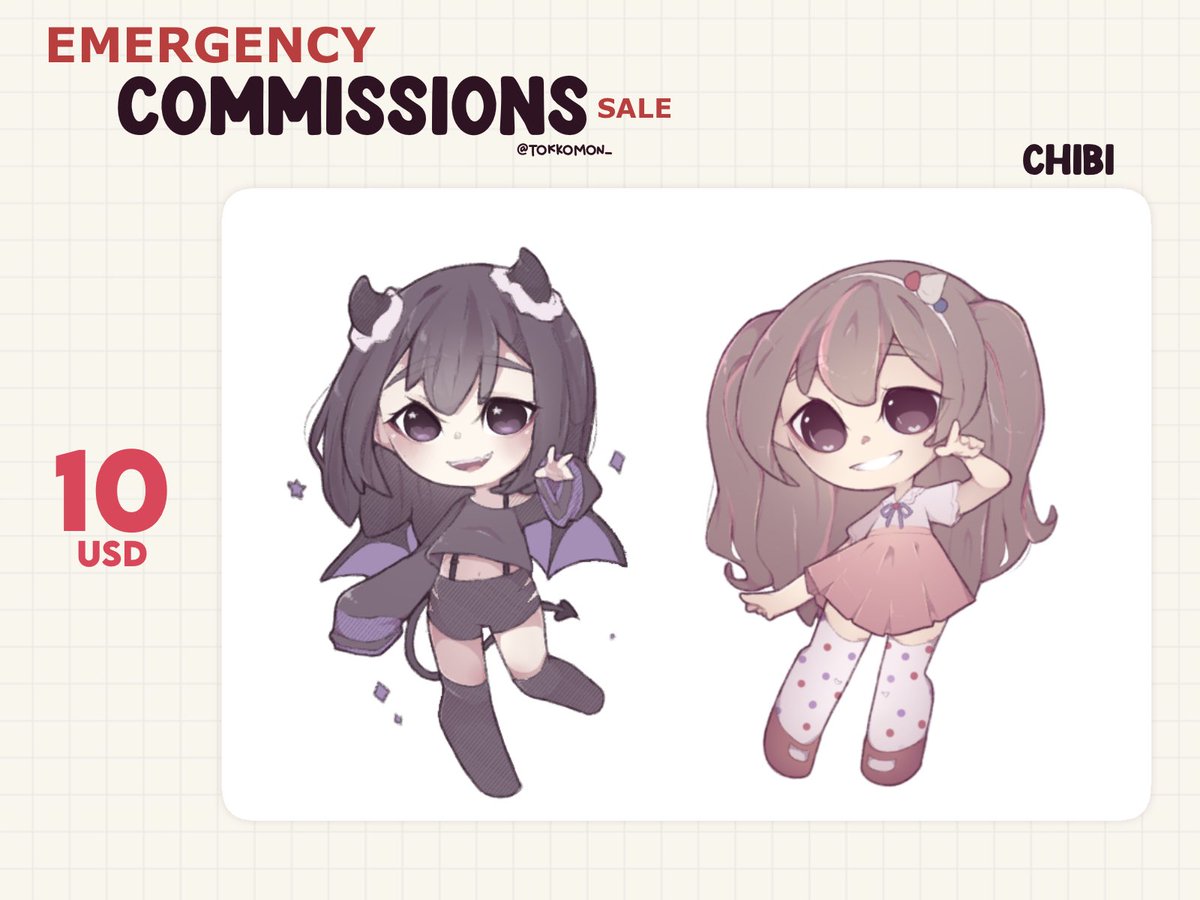 tokkomon_'s tweet photo. [please repost! thank you]

❗️EMERGENCY COMMISSIONS ❗️
dropping all my commission prices because I have an emergency bill that needs to be covered by tomorrow aaa. (limited slots only)

- payment is through paypal
- dm or email me through tokkomon.exe@gmail.com 

thank you! https://t.co/7nGuUQapju