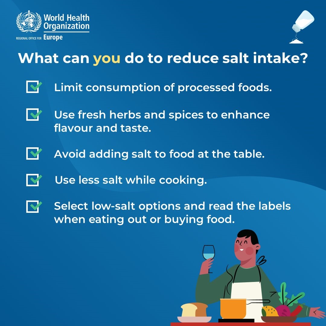 WHOWPRO's tweet image. Reduce your risk of hypertension, heart attacks, and strokes by consuming #LessSalt. Here are some tips to help you reduce your salt intake ⬇ 

#SaltAwarenessWeek