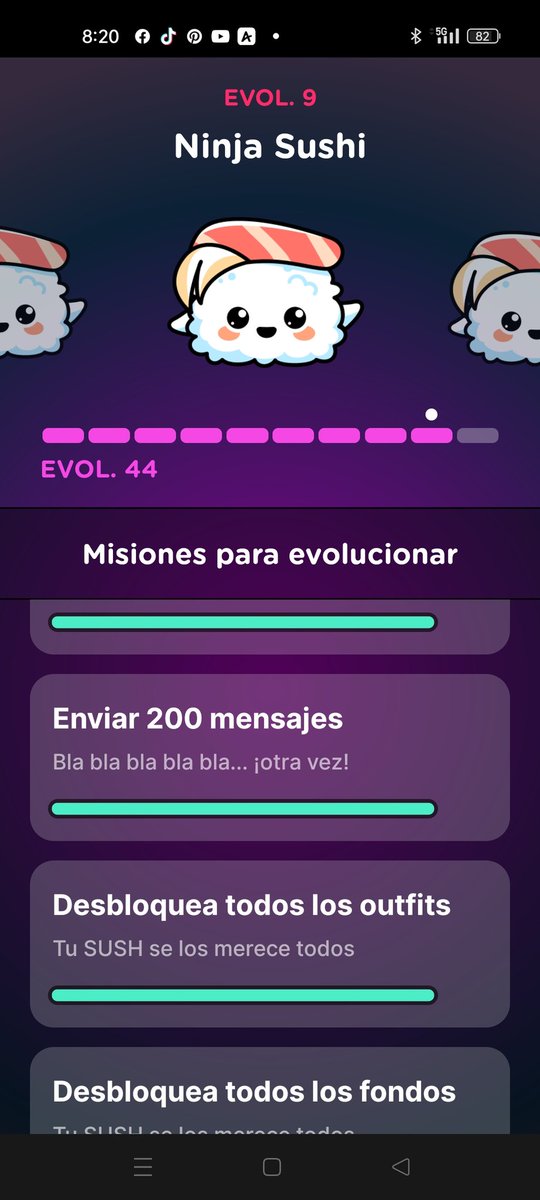 Sakata_Dexi's tweet photo. @sush_mex , quería hacerles saber que mí Sush Ya tiene todas las misiones y no avanza a su último nivel, no crece más https://t.co/KhoRW9A5rc