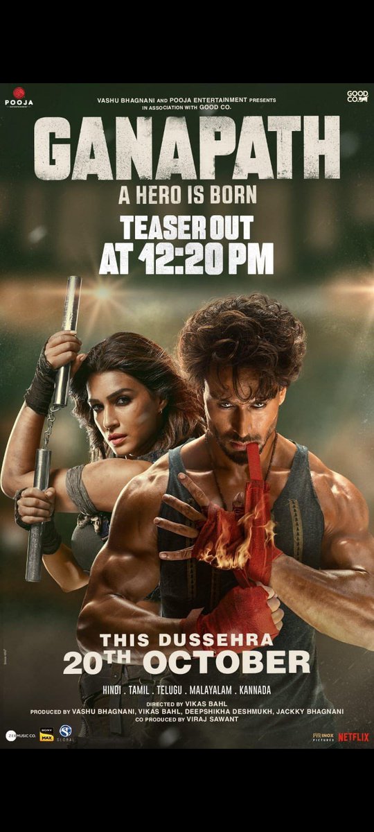 media_akb's tweet photo. Finally Wait Is Over!
Action Star Tiger Shroff &amp; Kriti Sanon Most Awaited  #GanapathTeaser out today at 12:20 PM 

Something Extraordinary Is Coming 🥵

#TigerShroff #KritiSanon #GanapathPart1 #AmitabhBachchan #VikasBahl https://t.co/zXz5Q9XASw