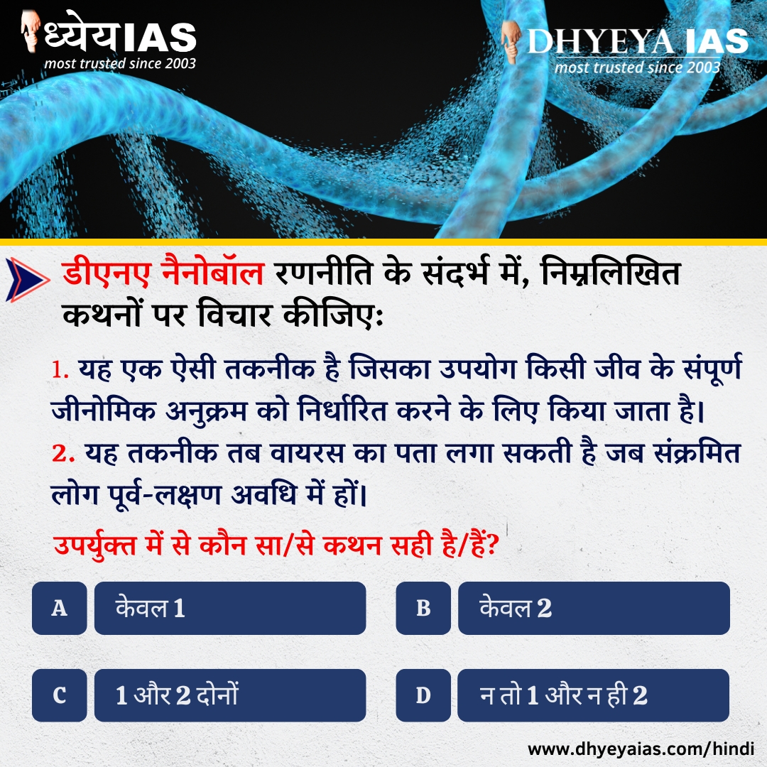 Dhyeya_IAS's tweet photo. आज का प्रश्न
#DNA #DNAChallenge #dnananoball #QuizTime #MCQ #currentaffairs #currentaffairquiz #hindiquiz https://t.co/SKRgkVofPO